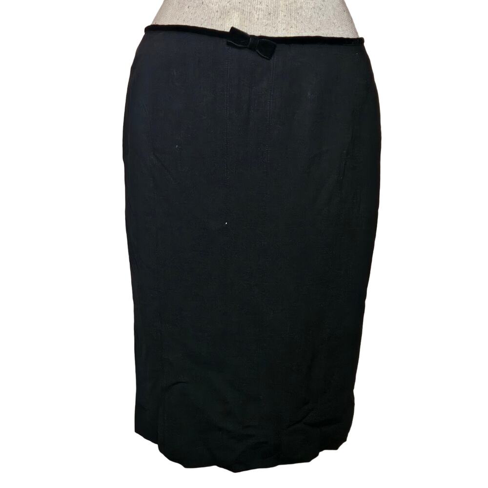 Tracy Reese Black Wool Blend Pencil Skirt with Back Slit Size 8